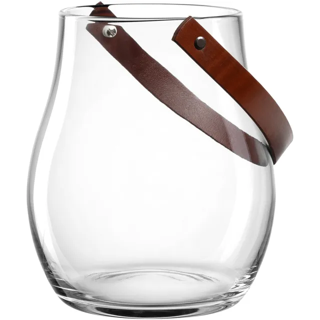 leonardo-giardino-photophore-22-cm-anse-cuir-marron image 1