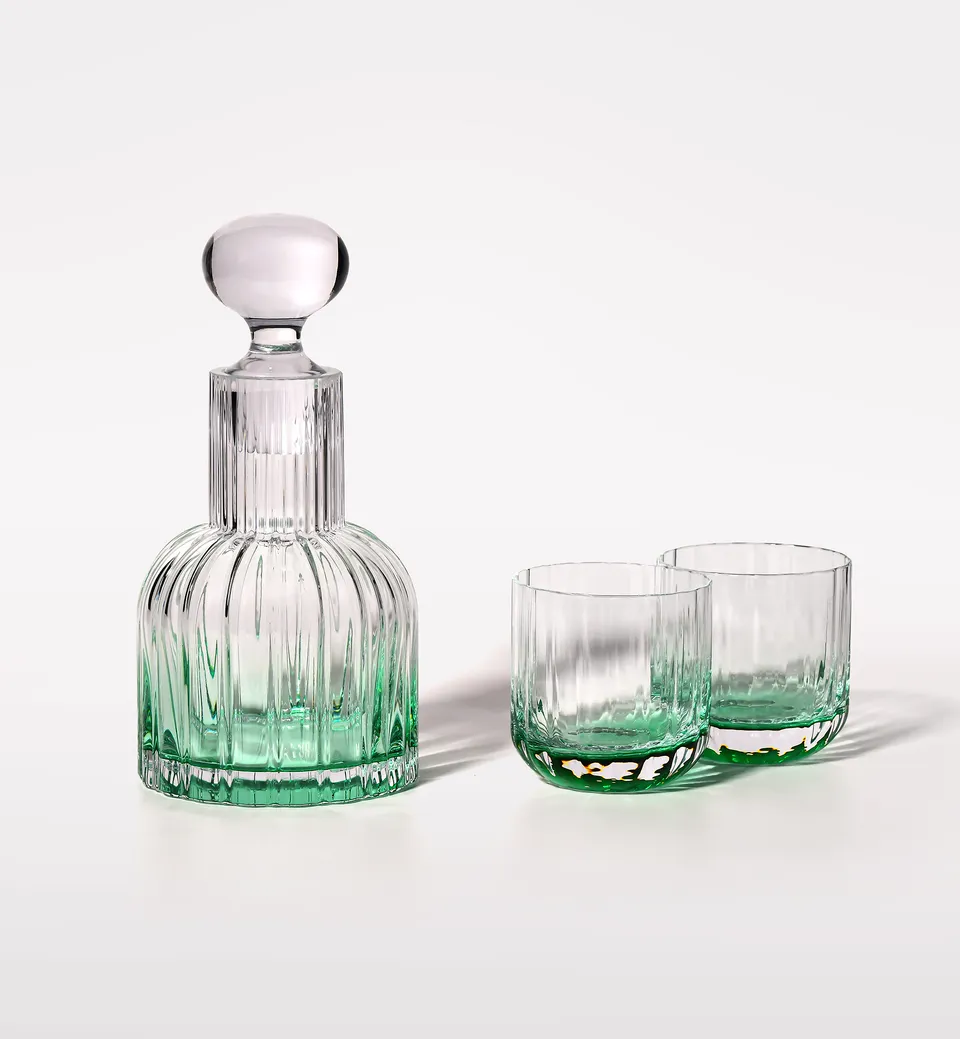 krosno-marszalkowska-carafe-2-verres-eau-meraude-cristal image 1