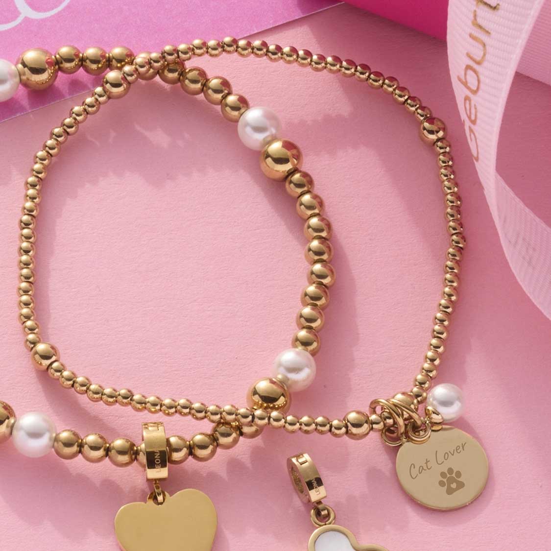 leonardo-debby-bracelet-dor-perle-gravure-lastique image 5