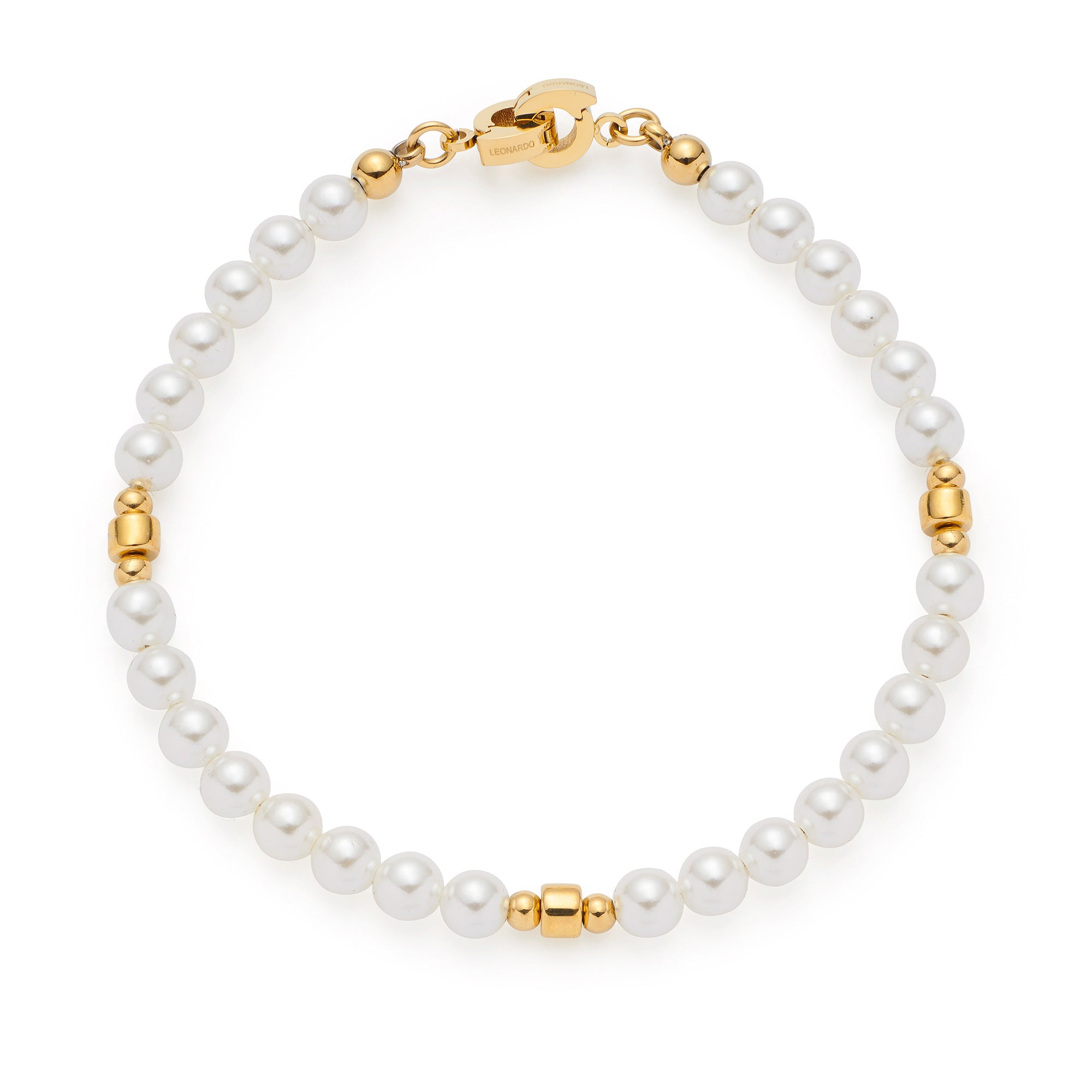 leonardo-christa-clip-mix-bracelet-dor-perles-blanches image 1