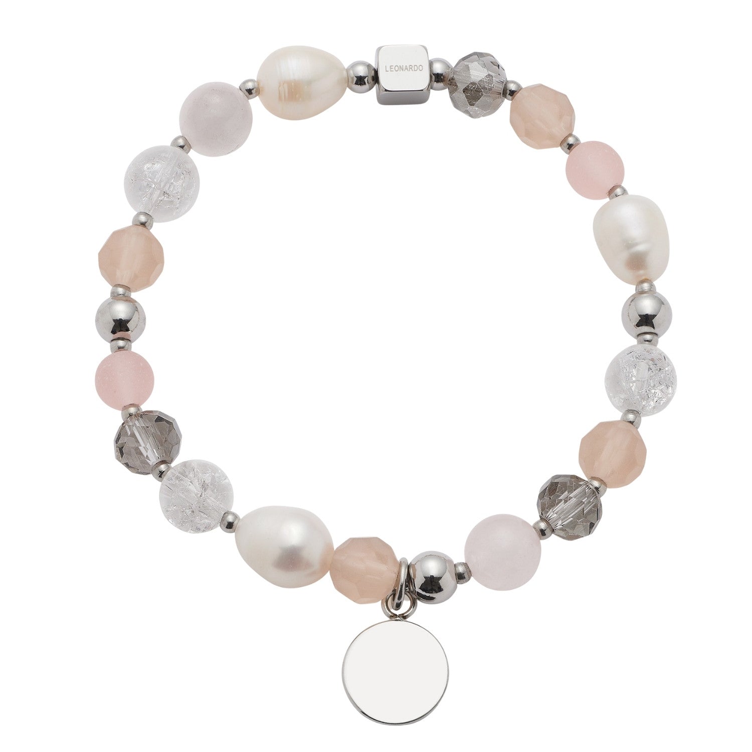 leonardo-hope-bracelet-argent-rose-gravure-perles image 2