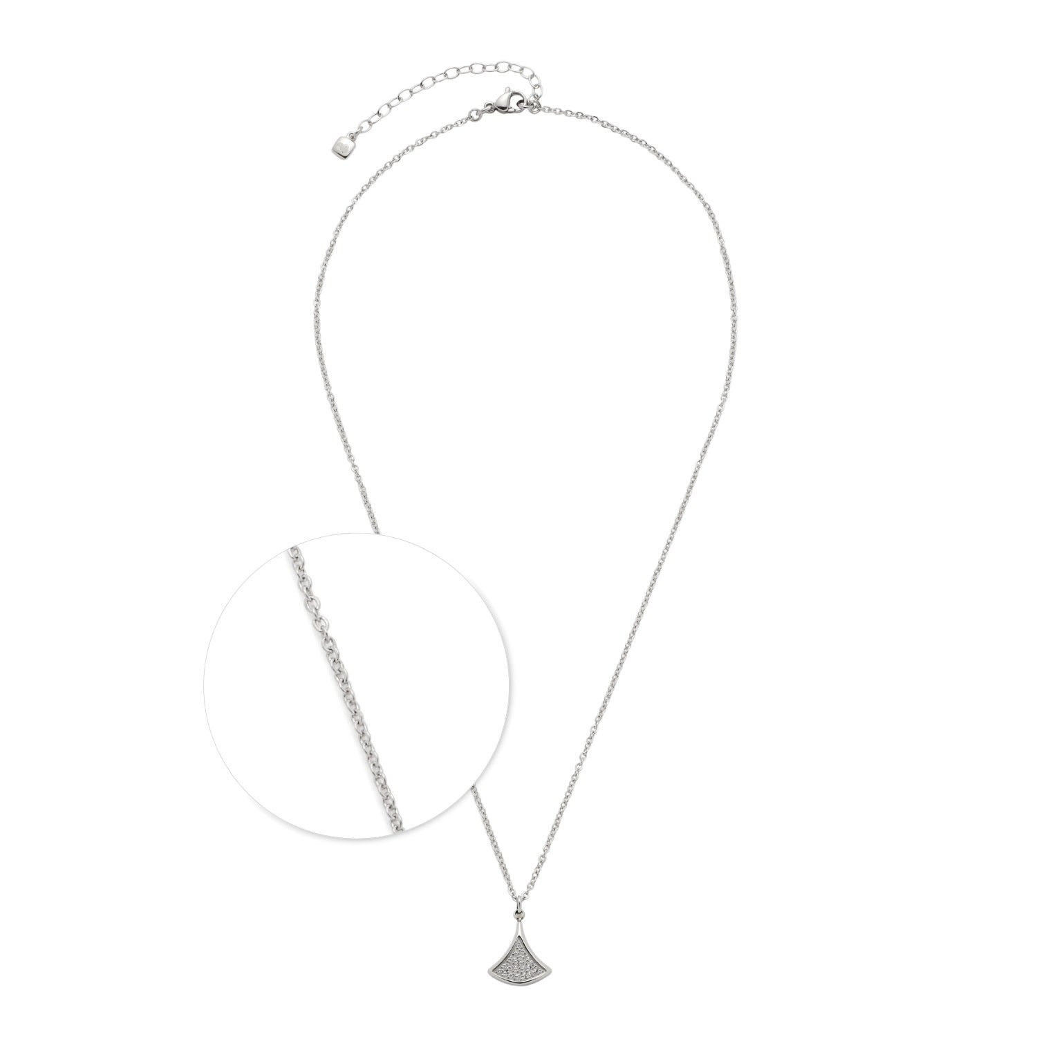 leonardo-simona-collier-argent-42-cm-pendentif-ventail-zirconia image 1