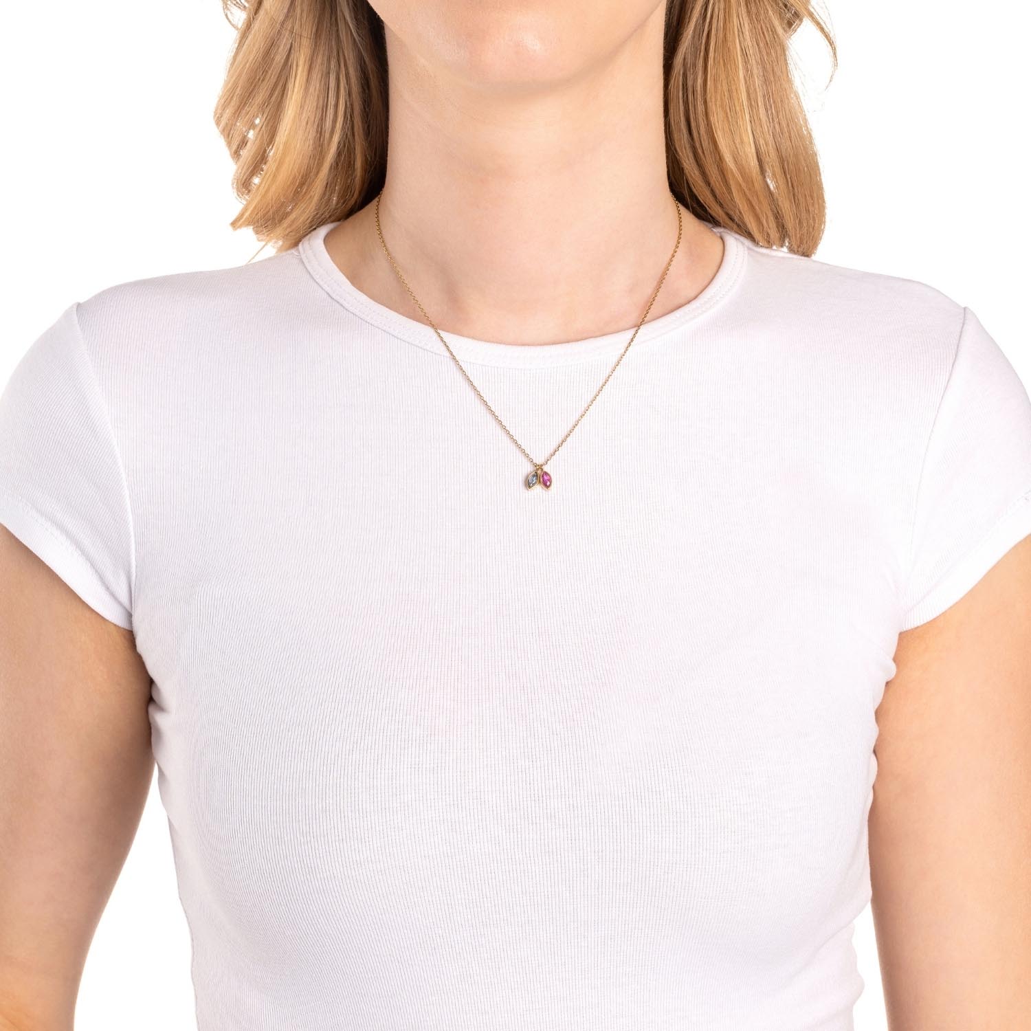 leonardo-may-collier-42-cm-dor-pendentifs-bleu-rose image 3