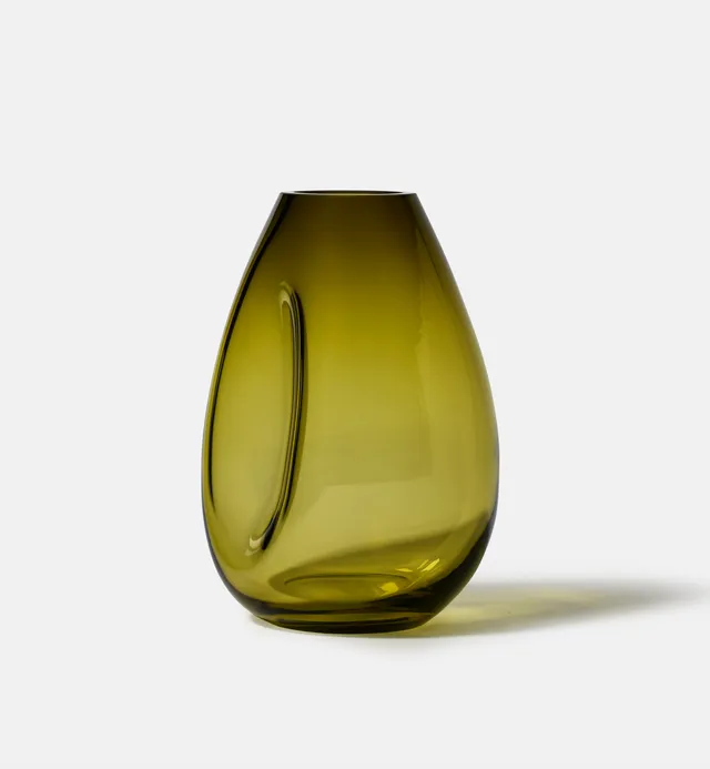 krosno-flow-vase-cristal-20-cm-vert-olive image 1
