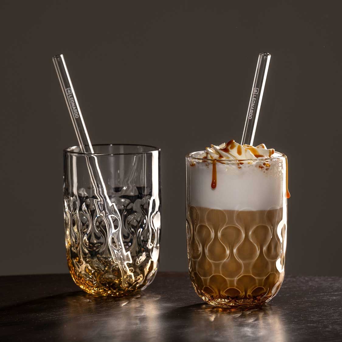 leonardo-gocce-verre-macchiato-abricot-lot-de-4-avec-paille image 5