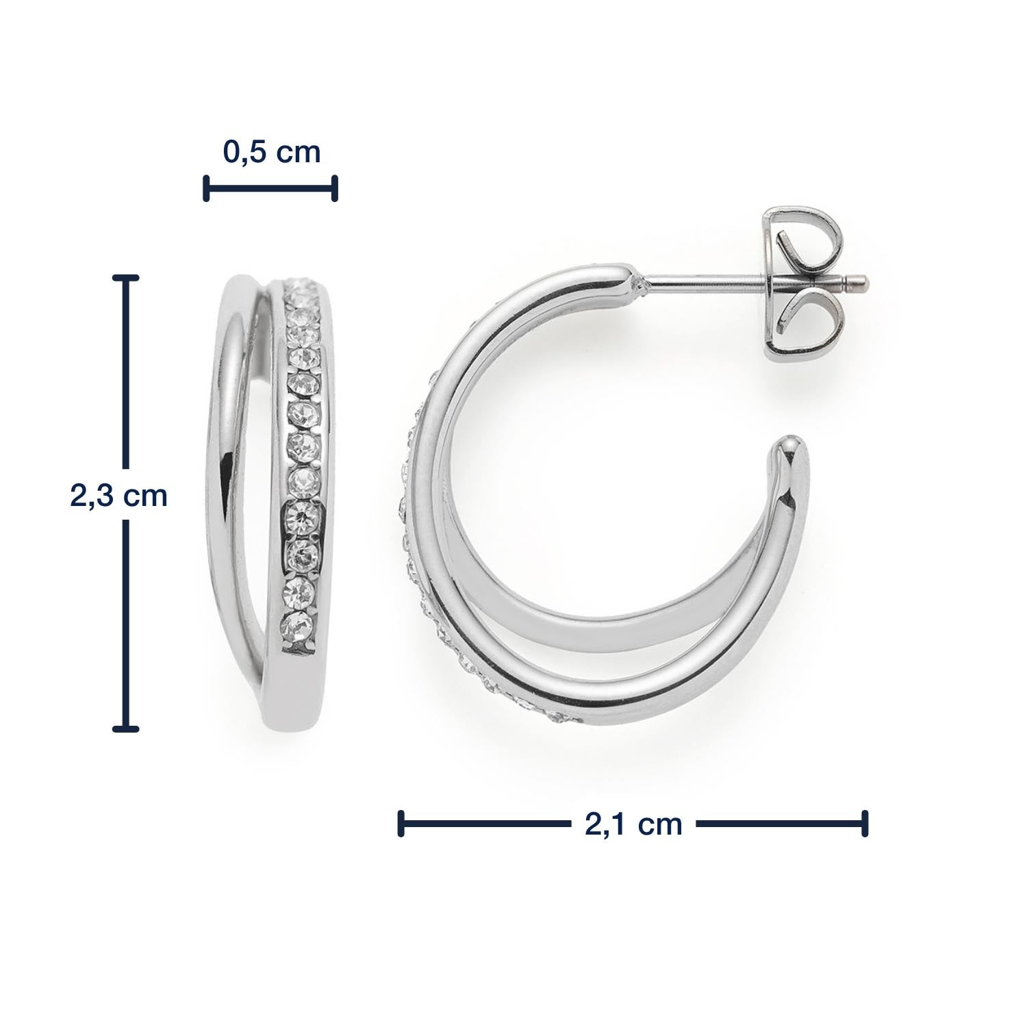 leonardo-anja-boucles-d-oreilles-double-cr-ole-acier-zirconia image 4