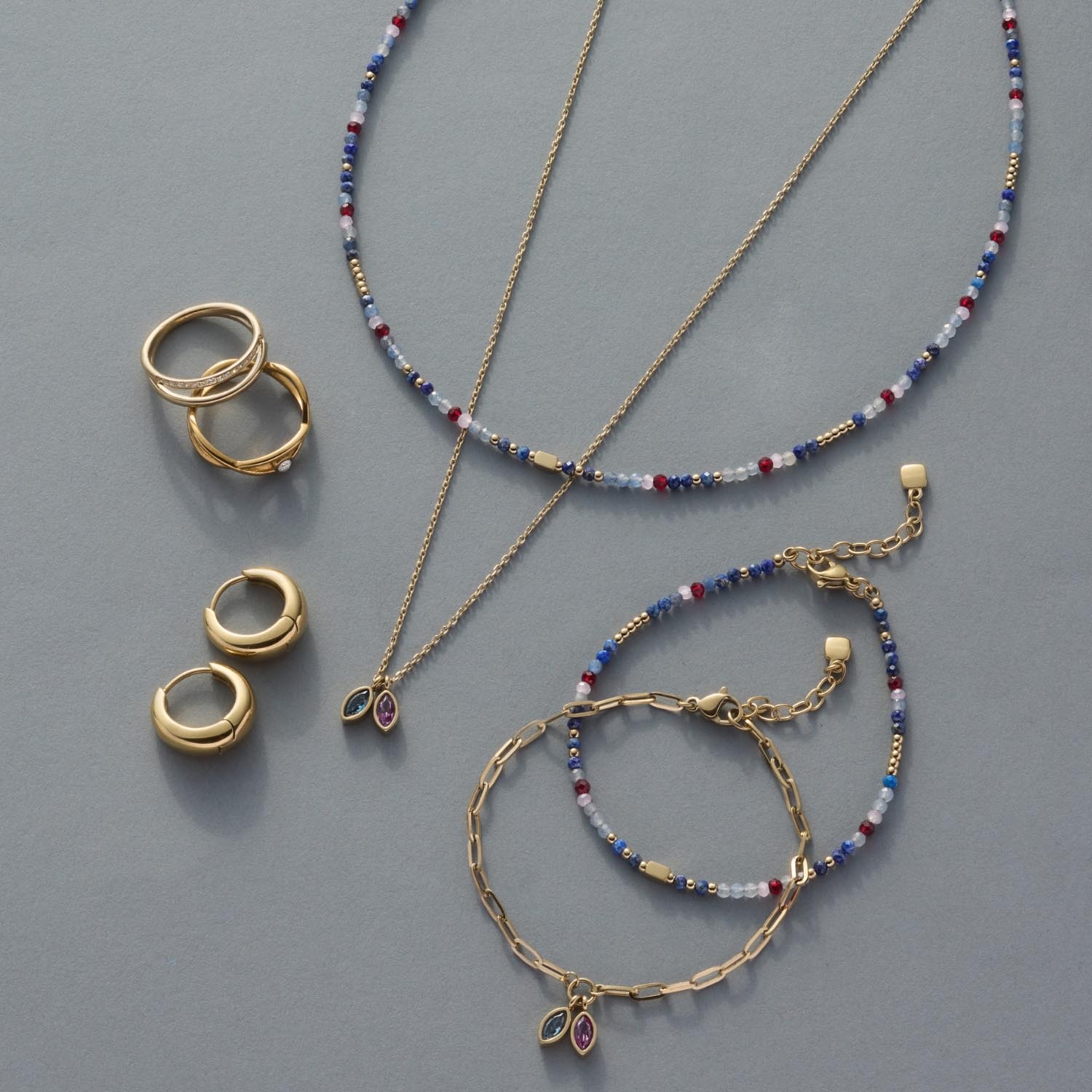 leonardo-may-collier-42-cm-dor-pendentifs-bleu-rose image 7