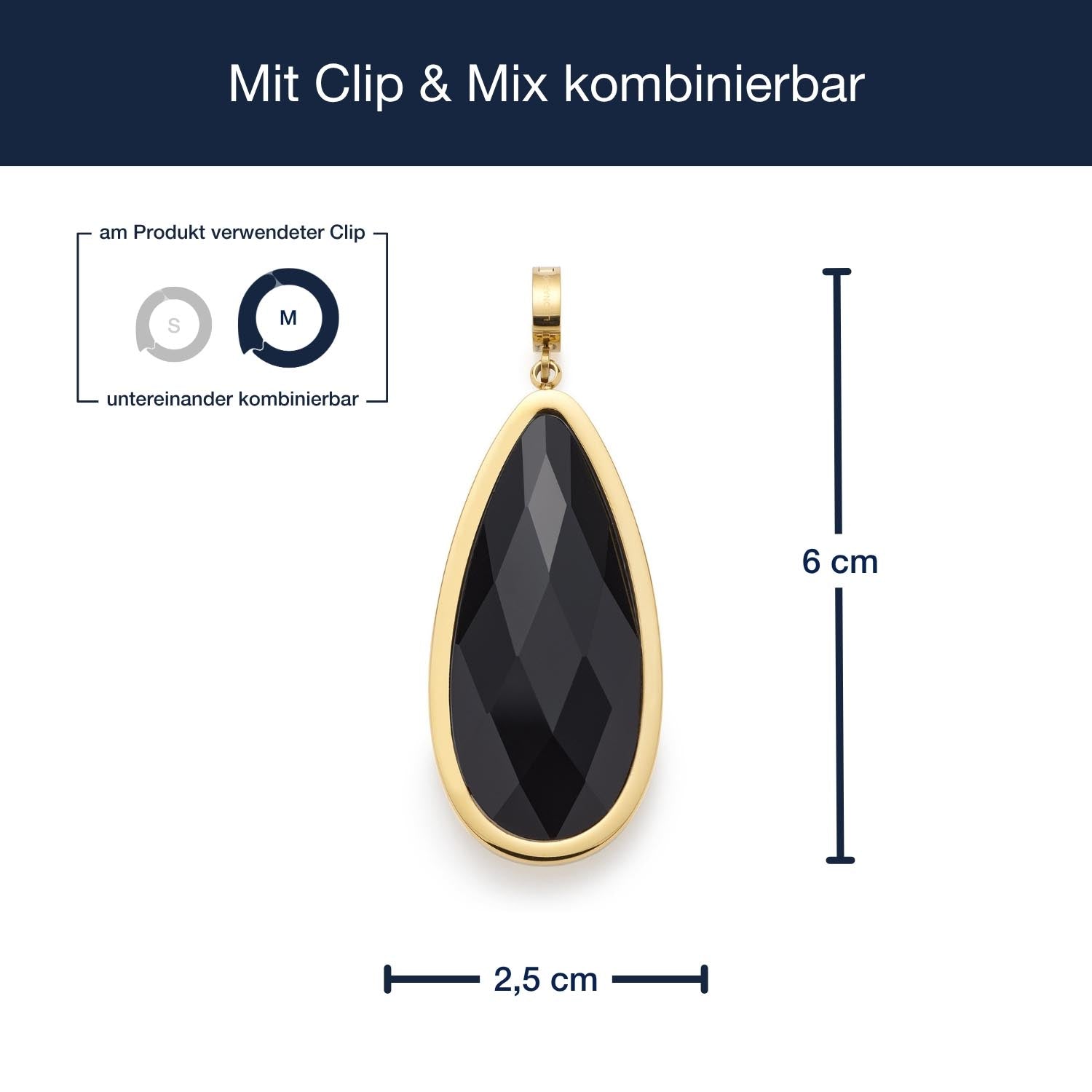 leonardo-punto-pendentif-clip-mix-noir-dor image 4