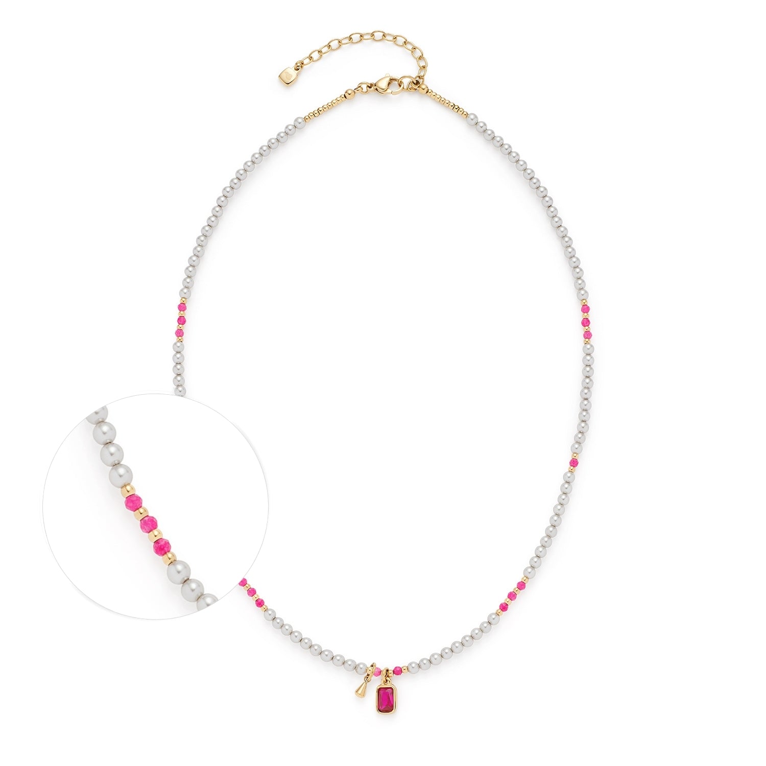 leonardo-ciao-pinky-collier-dor-perles-roses-42-cm image 1