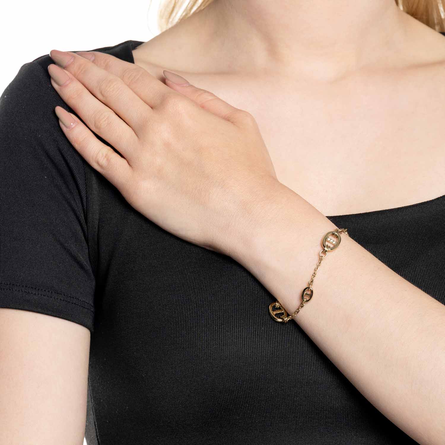 leonardo-herma-bracelet-dor-zirconia-cha-ne-ancre image 2