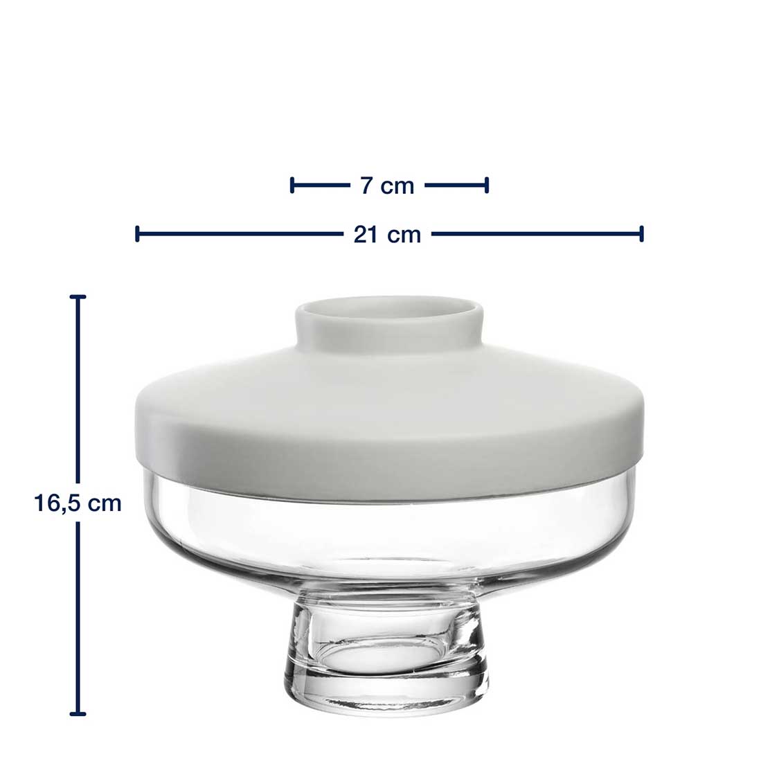leonardo-riva-vase-verre-blanc-17-cm-avec-support-porcelaine image 3