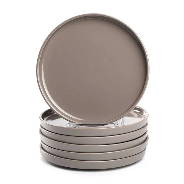 leonardo-roma-assiette-c-ramique-22-cm-taupe-lot-6 image 1