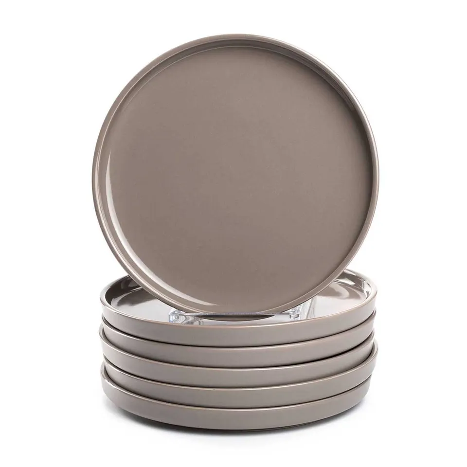 leonardo-roma-assiette-c-ramique-22-cm-taupe-lot-6 image 1