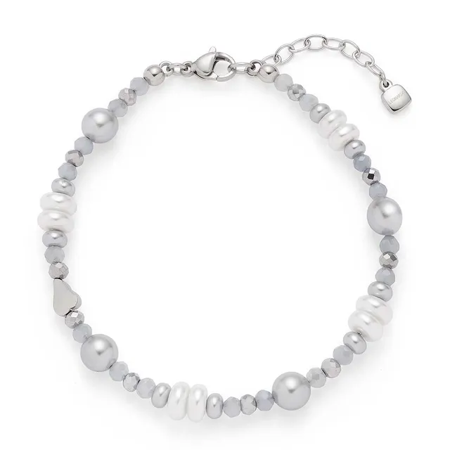 leonardo-klara-bracelet-perles-femme-gris-blanc-acier image 1