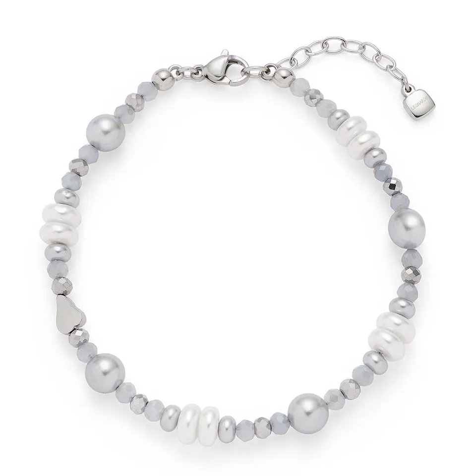 leonardo-klara-bracelet-perles-femme-gris-blanc-acier image 1