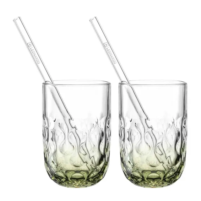 leonardo-gocce-verre-matcha-latte-lot-4-paille-vert image 1