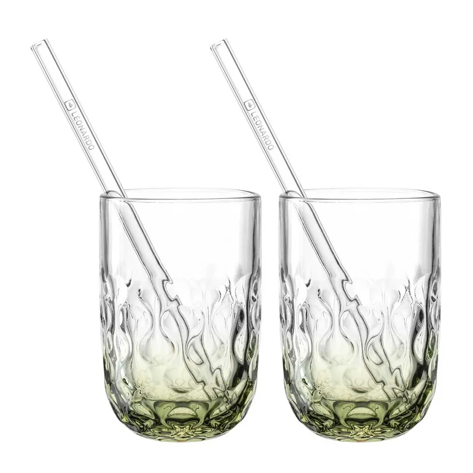 leonardo-gocce-verre-matcha-latte-lot-4-paille-vert image 1