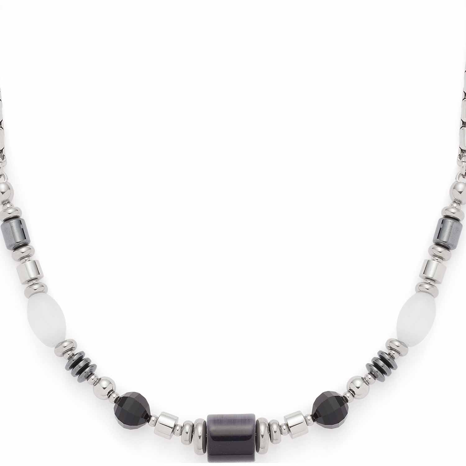 leonardo-casoria-collier-femme-45-cm-perles-grises-acier-argent image 2