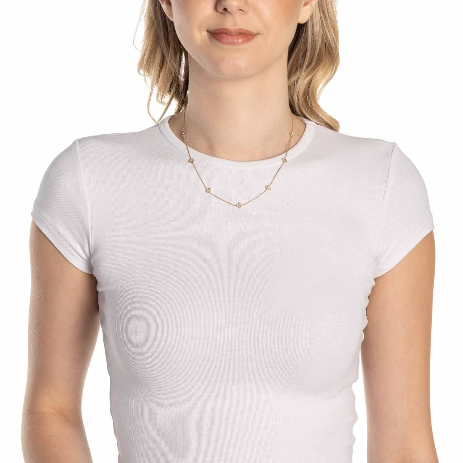 leonardo-lisette-collier-dor-42-cm-fleurs-zirconia image 3