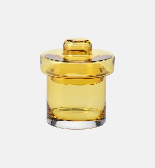 krosno-gemstone-bo-te-en-verre-ambre-14-5-cm-avec-couvercle image 1